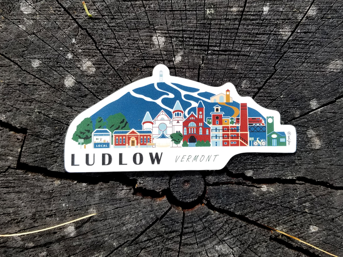 Ludlow Vermont Cityscape | Sticker